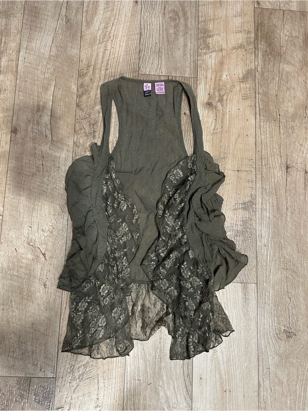 love on a hanger Olive Green Lace-Trim Women's vest